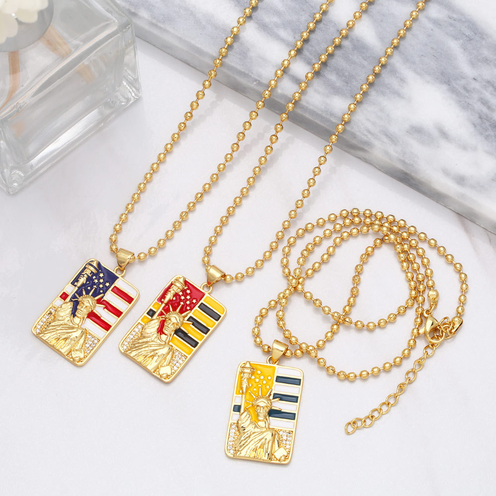 USA 250th Statue of Liberty Dog Tag Necklace