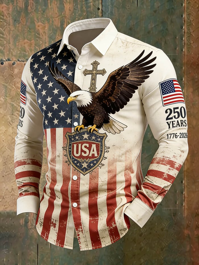 Men's Retro Faith American 250th Anniversary Long-Sleeved Shirt