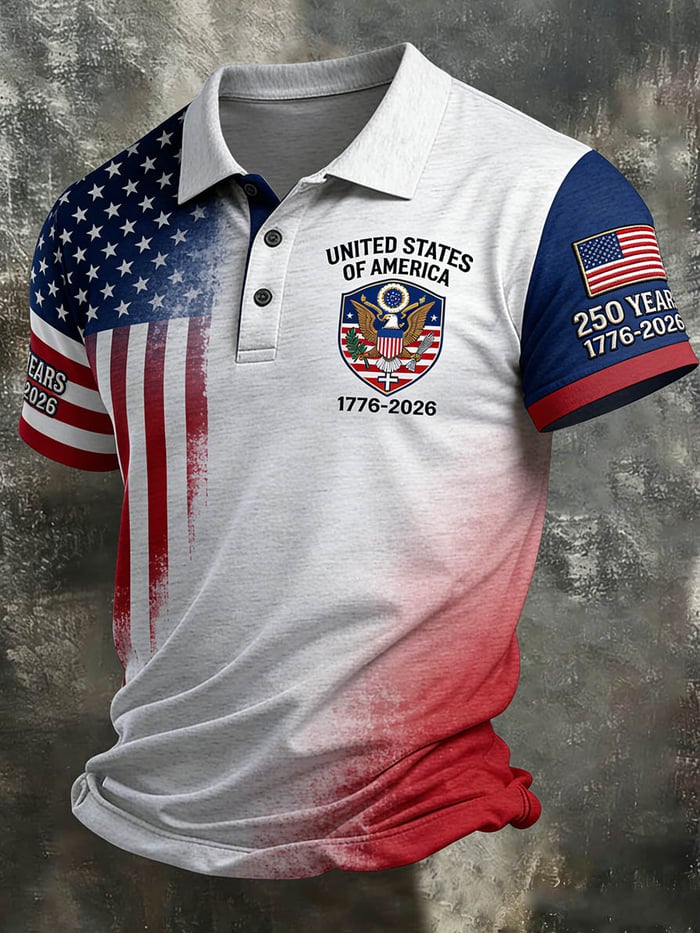 Men's American 250th Anniversary Casual Short-Sleeve Polo Shirt