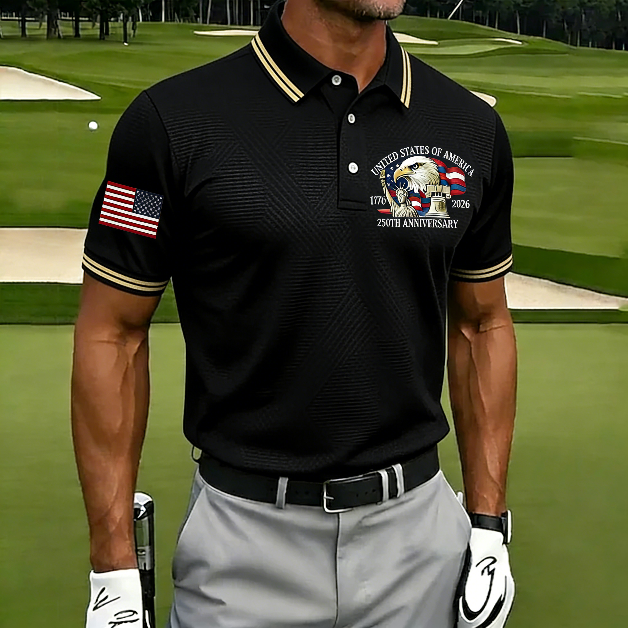 Men's 250th USA Flag Gradient Golf Polo
