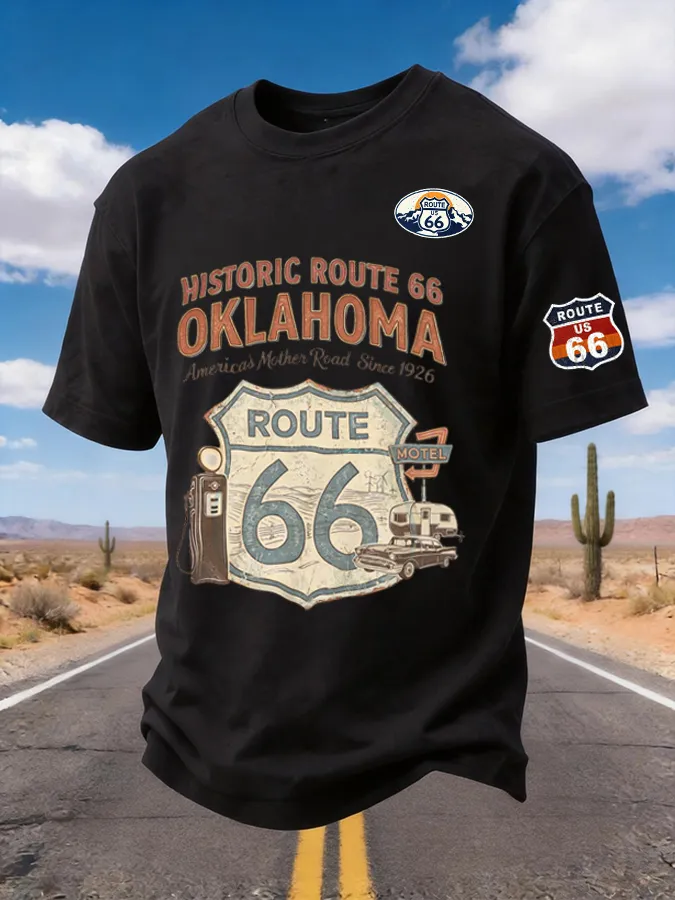 Men's Historic Route 66 Oklahoma Printed Short-sleeved T-shirt