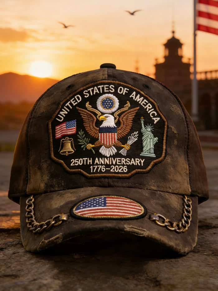 Unisex Casual Hat With American 250th Anniversary Commemorative Print.