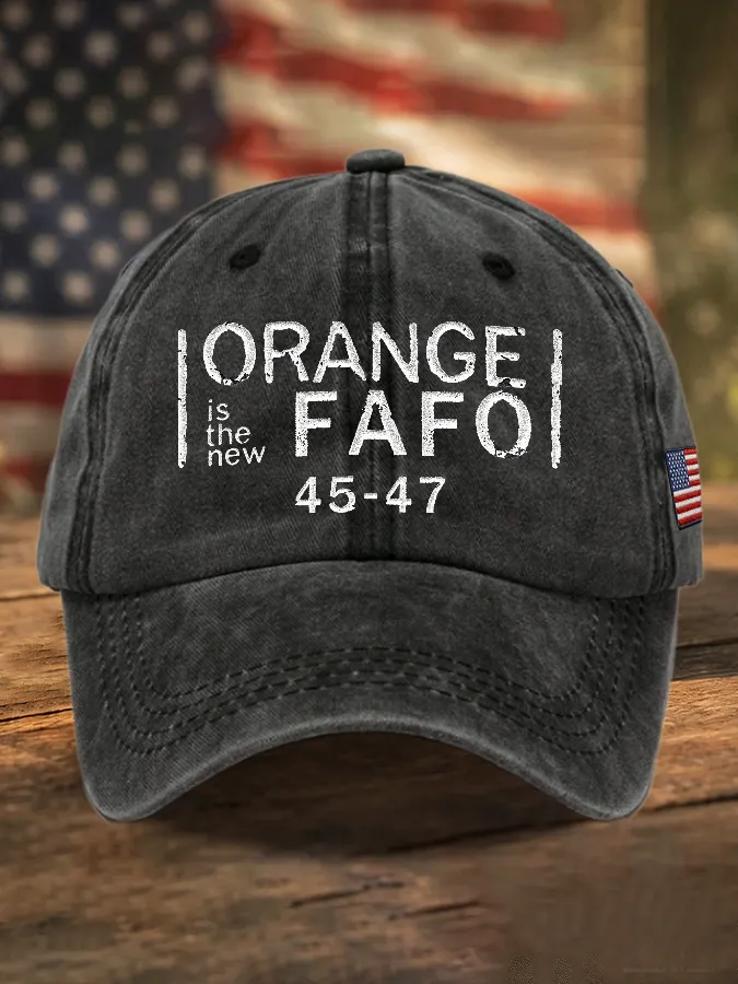 Retro Orange Is The New FAFO 45 47 Print Baseball Cap