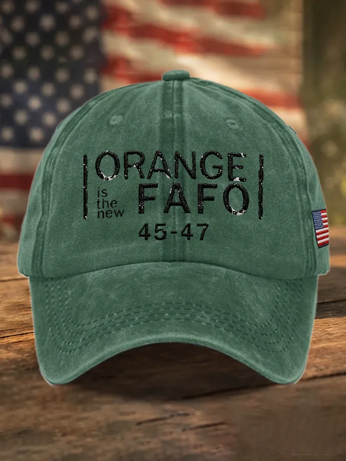 Retro Orange Is The New FAFO 45 47 Print Baseball Cap