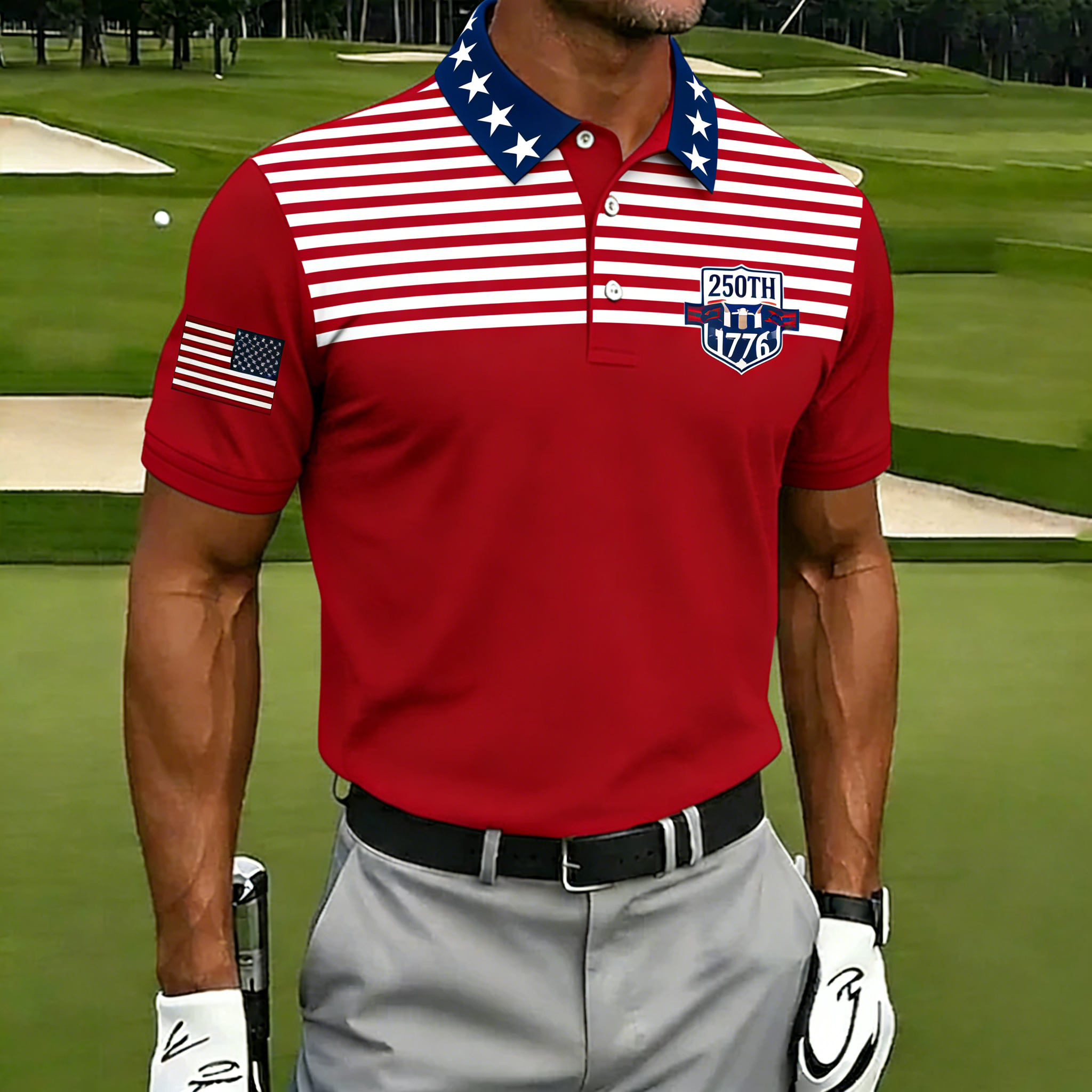 Men's 250th USA Flag Gradient Golf Polo