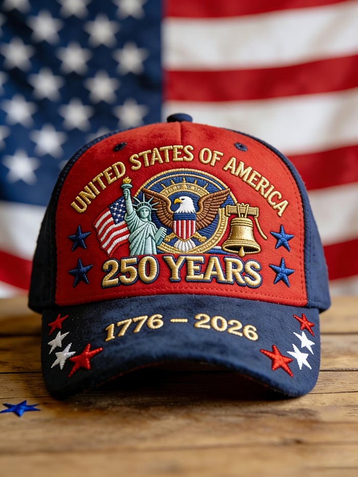 Unisex Casual Hat With American 250th Anniversary Commemorative Print.