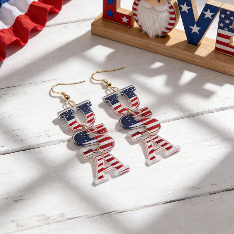 USA 250th Anniversary Patriotic Acrylic Earrings Set