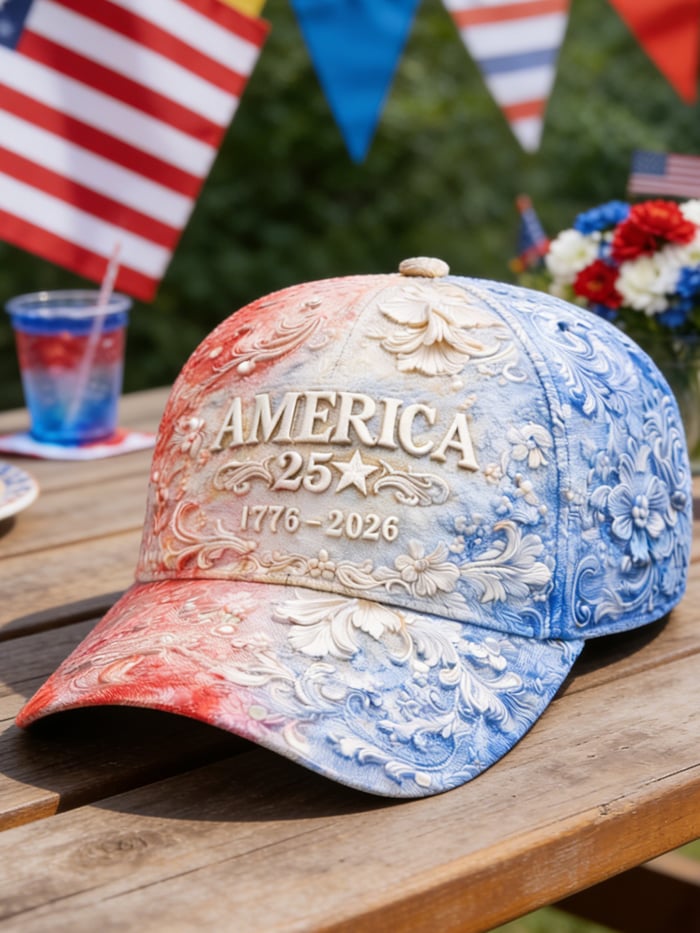 Unisex Casual Hat With American 250th Anniversary Commemorative Print.