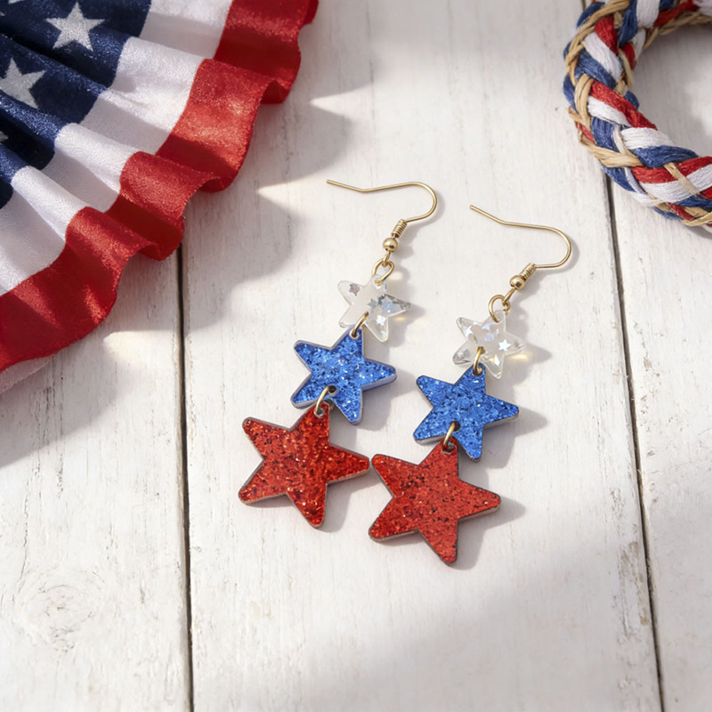 USA 250th Anniversary Patriotic Acrylic Earrings Set