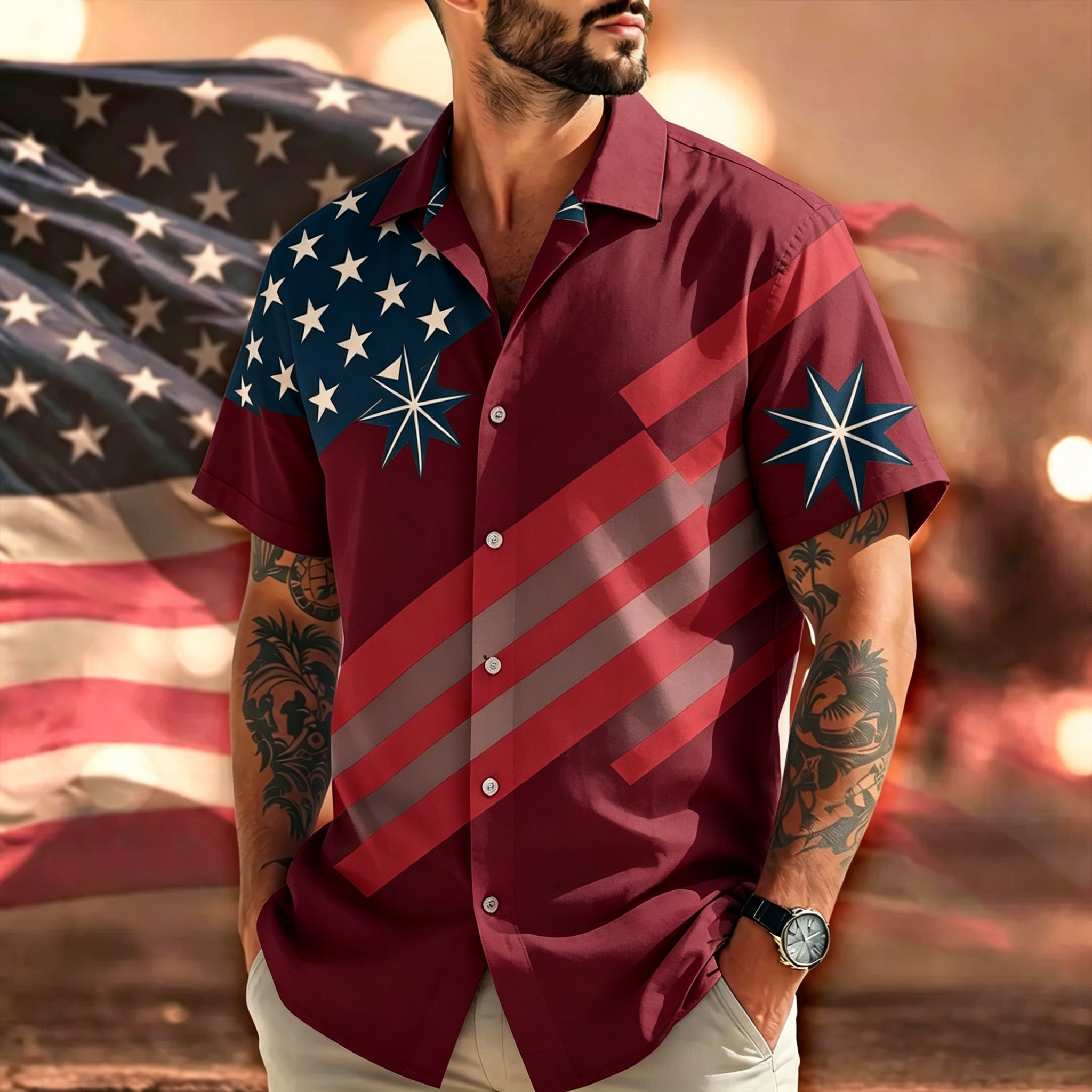 America 250 Hawaiian Shirt 1776-2026, USA 250th Anniversary Shirt, Patriotic Eagle Fireworks Shirt, Independence Day 2026 Outfit set