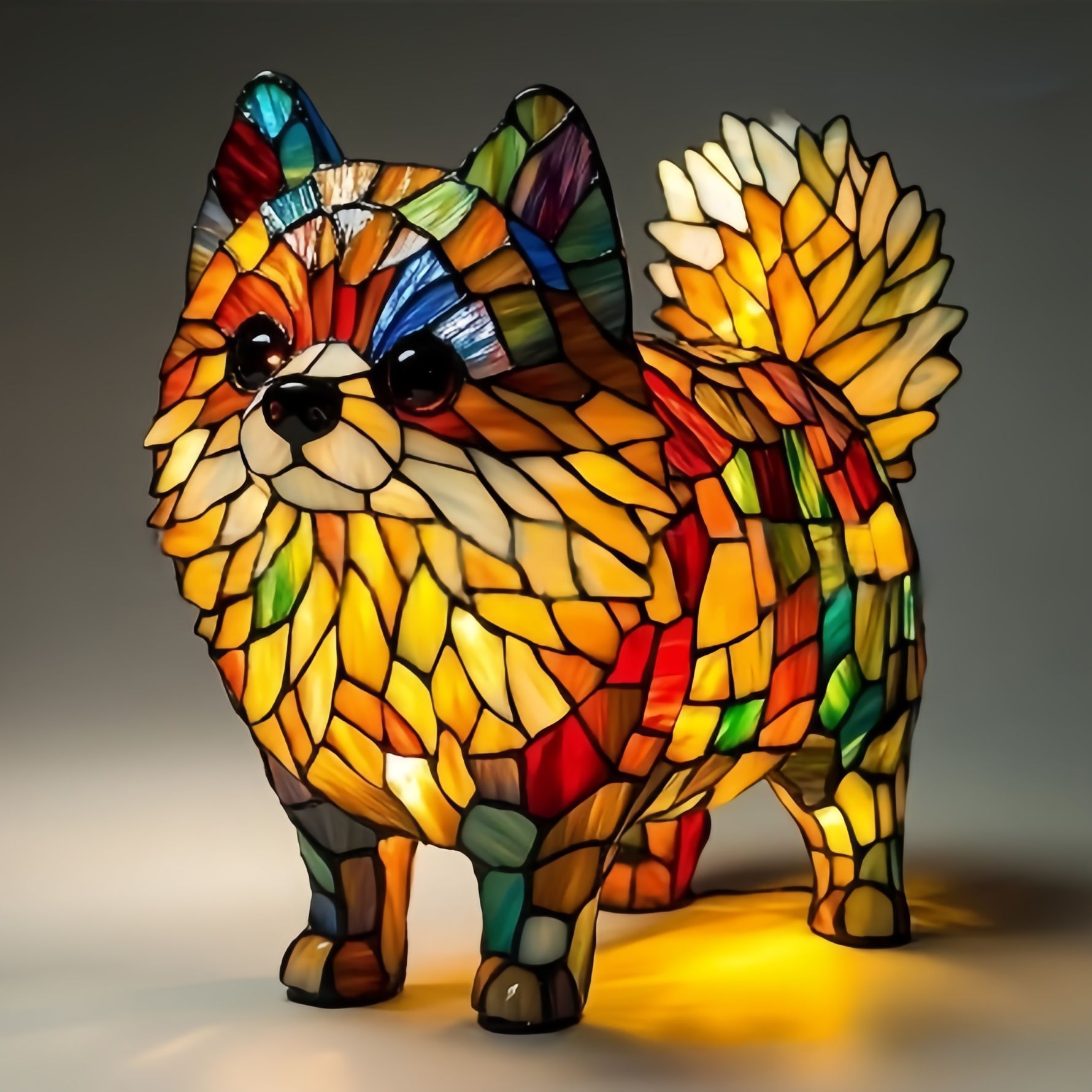 Stained Glass Dog Lamp – Artistic Dog Night Light for Home Decor