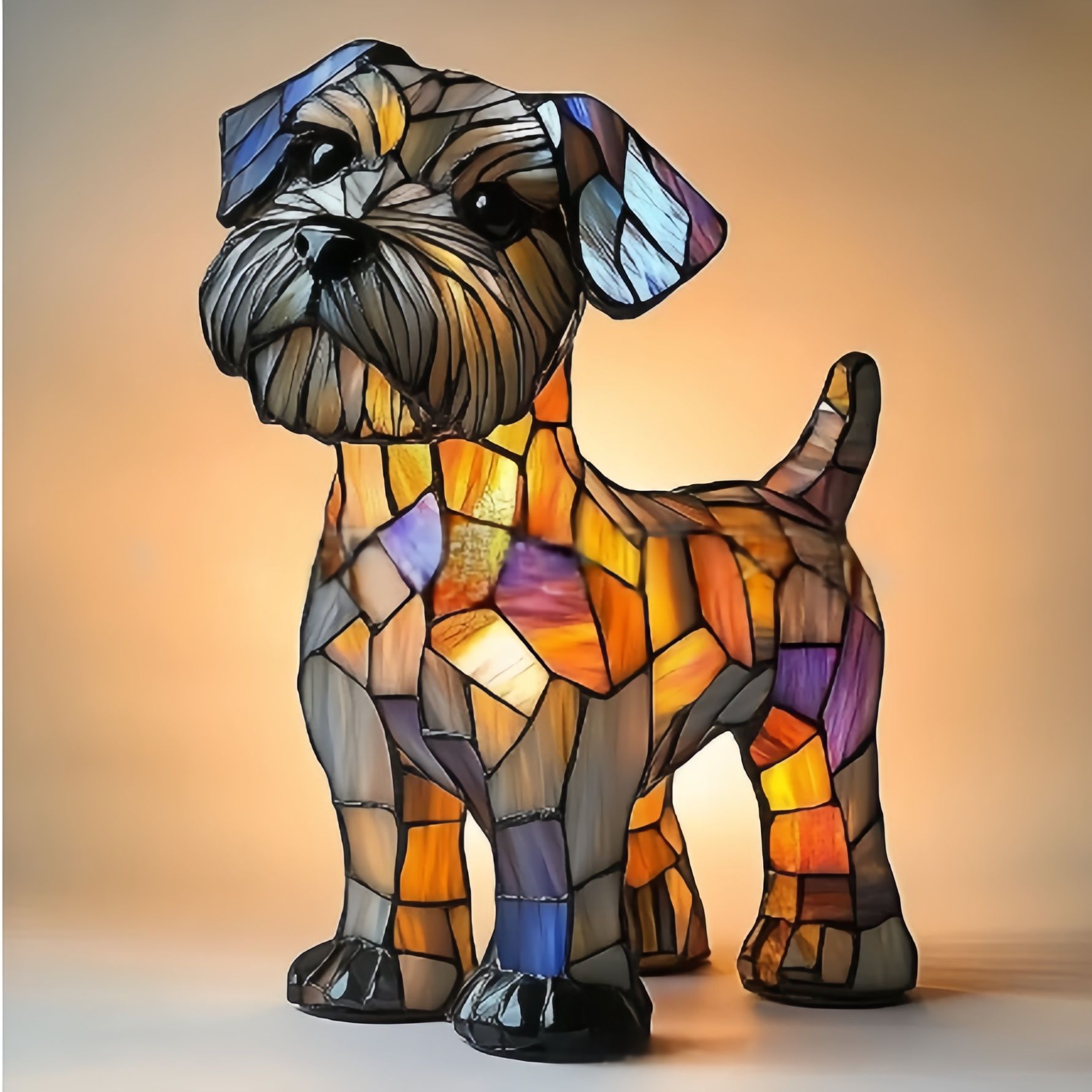 Stained Glass Dog Lamp – Artistic Dog Night Light for Home Decor