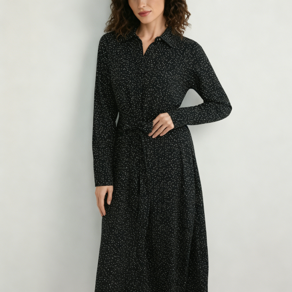 Black polka dot dress