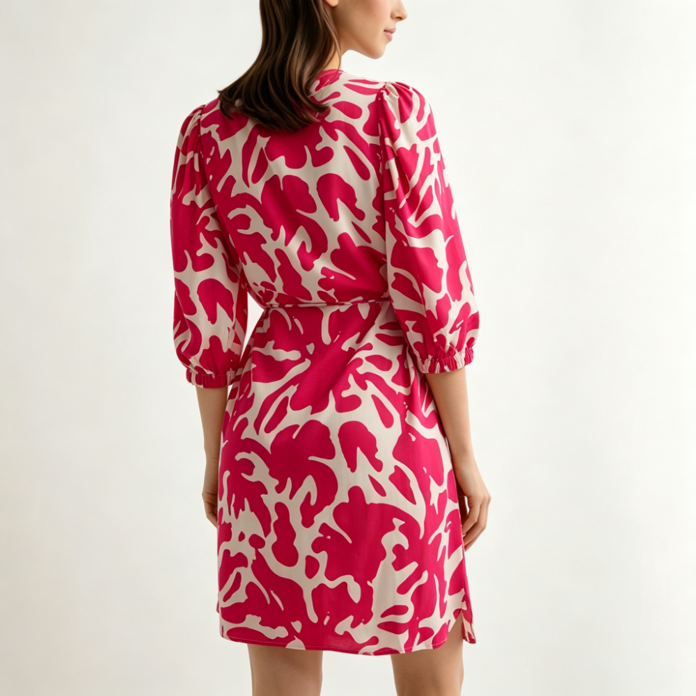 Pink floral viscose dress