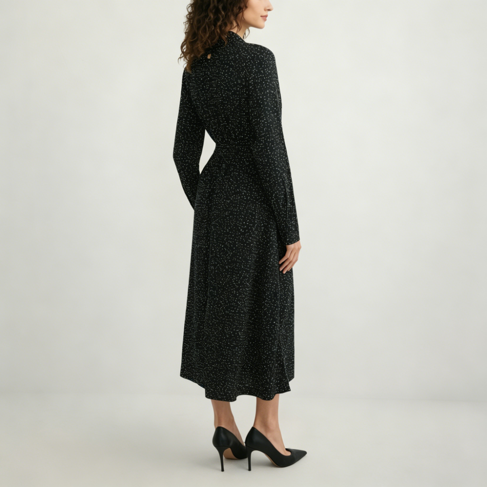 Black polka dot dress