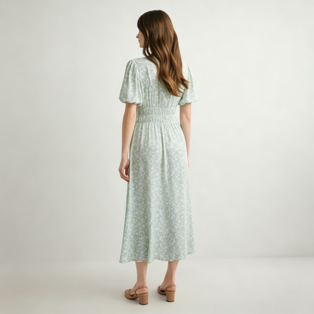 Long sage floral dress