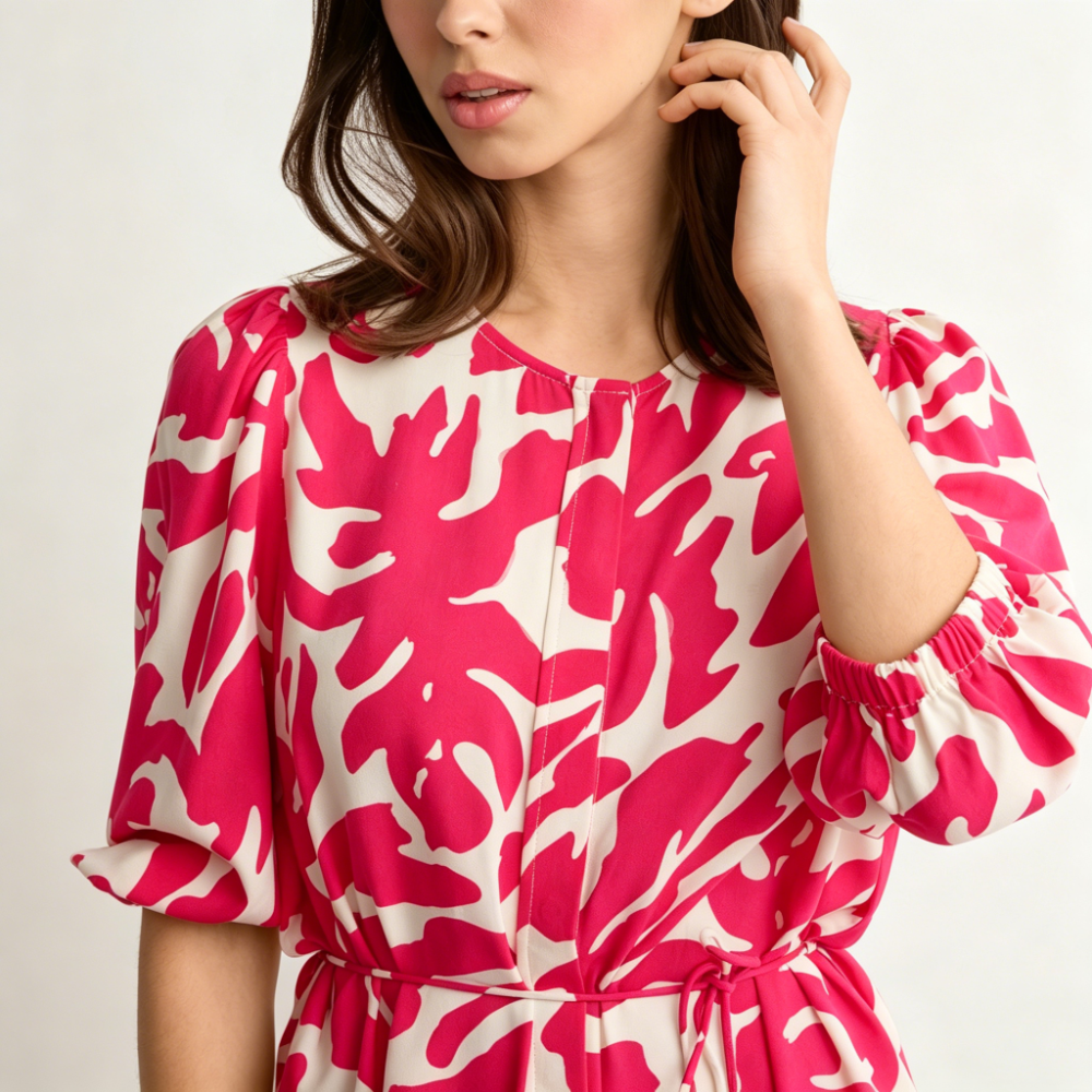 Pink floral viscose dress