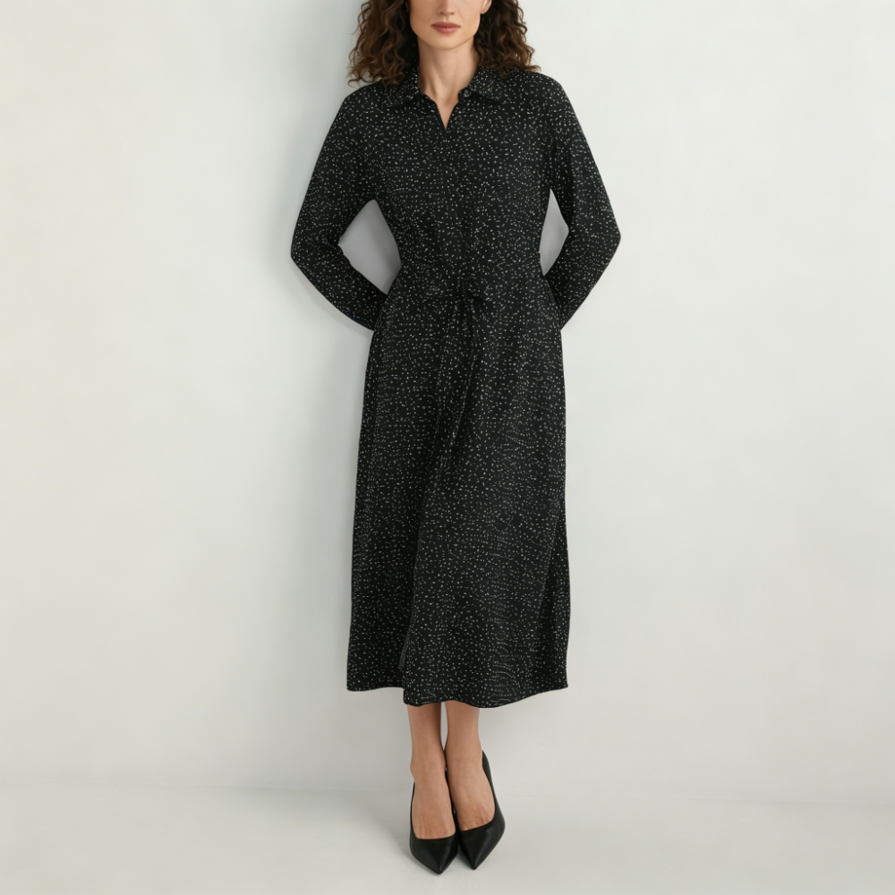 Black polka dot dress