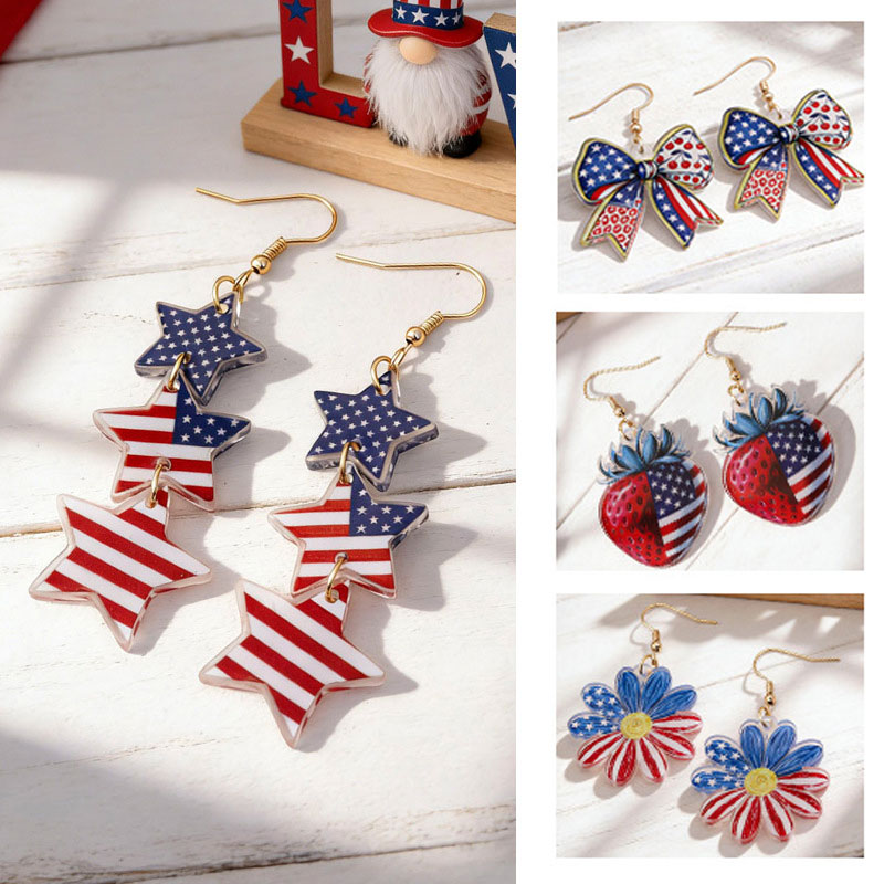 USA 250th Anniversary Patriotic Acrylic Earrings Set