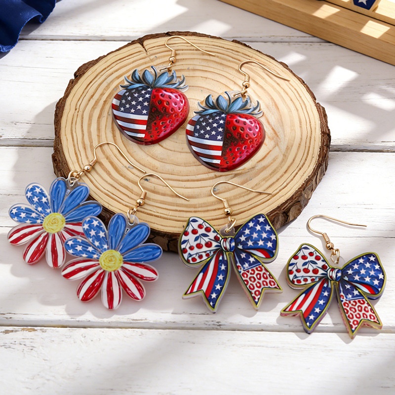 USA 250th Anniversary Patriotic Acrylic Earrings Set