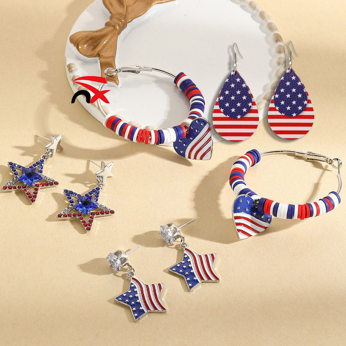 USA 250th Anniversary Patriotic Earrings Set