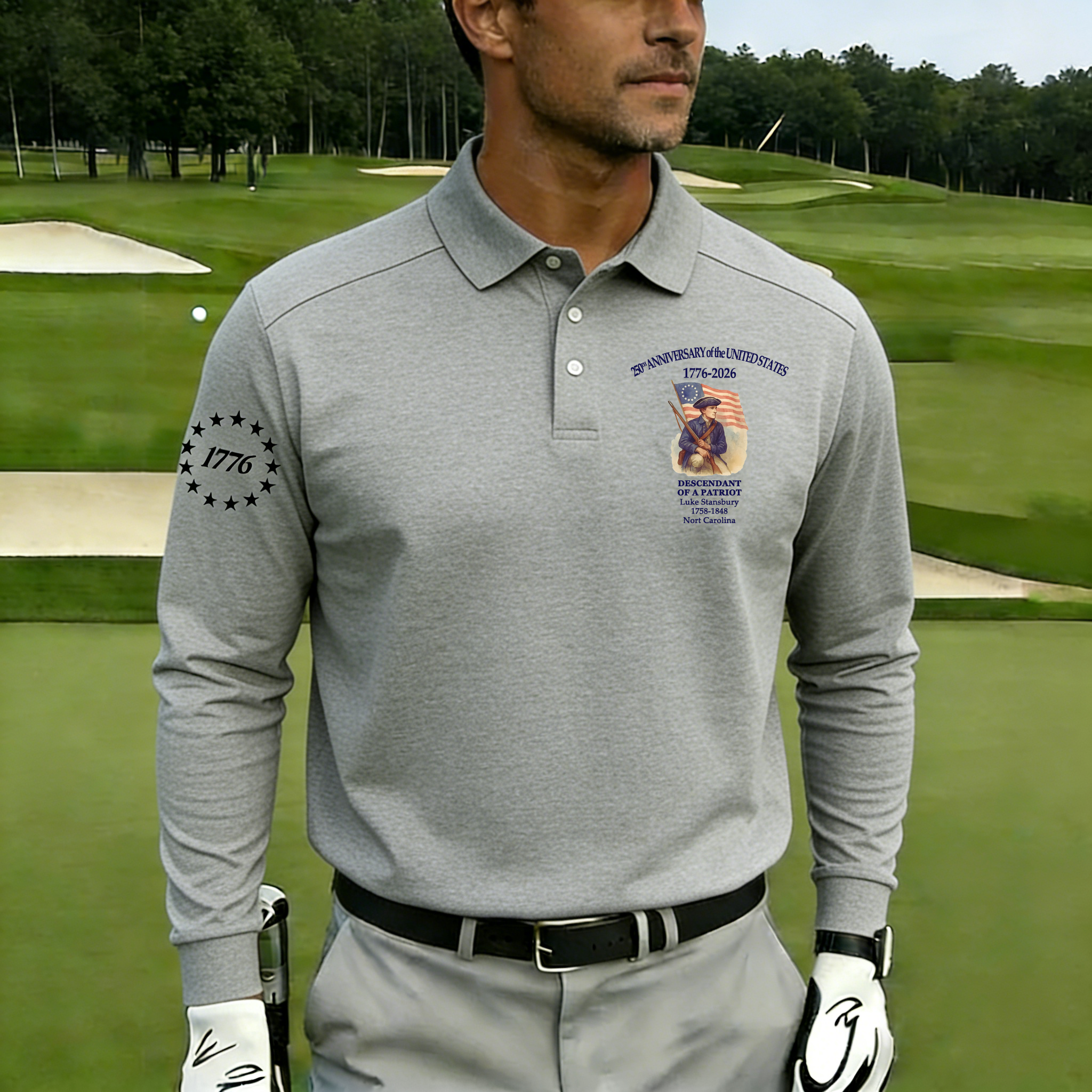 Men's Vintage 250th US Independence Day Descendant of a Patriot Polo Shirt