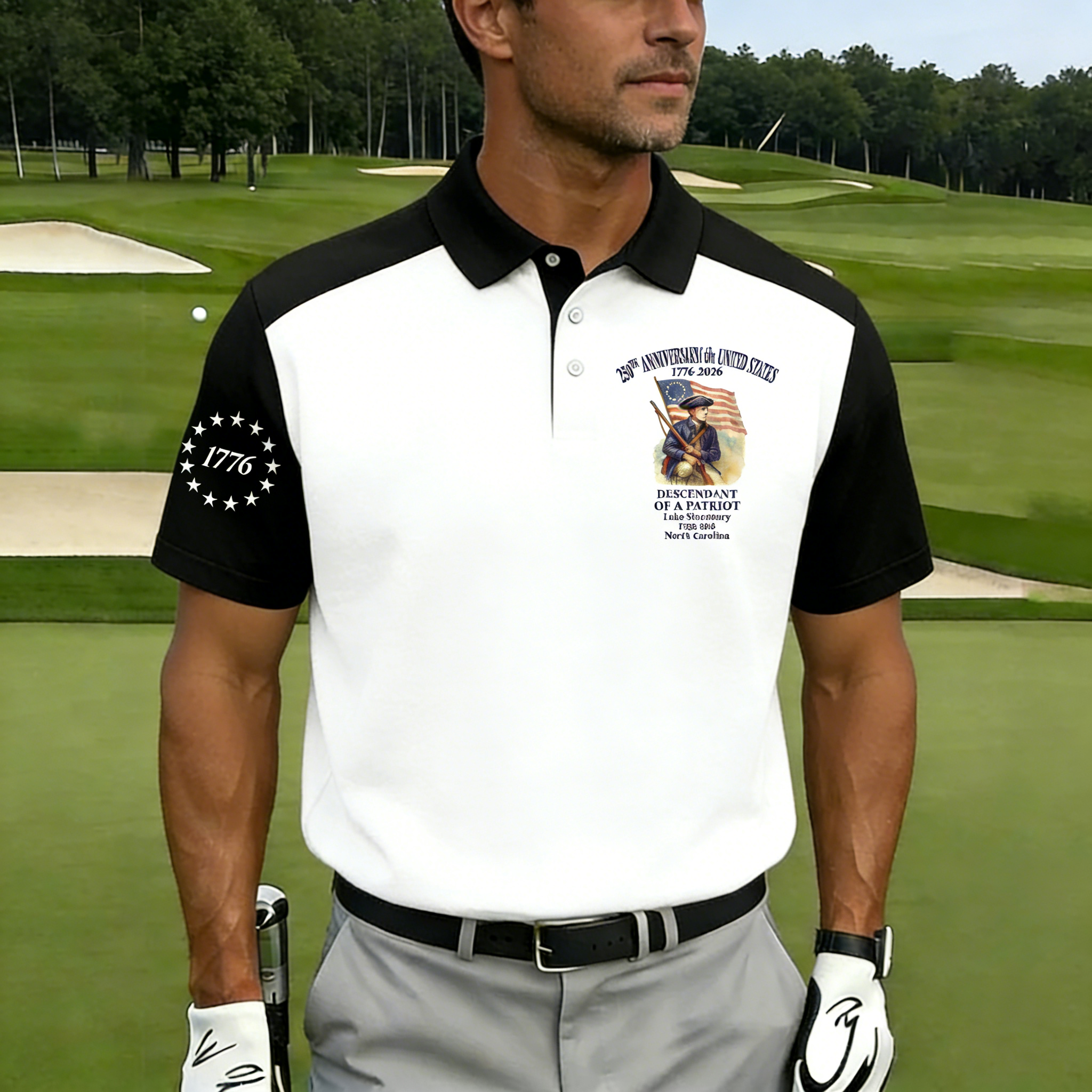 Men's Vintage 250th US Independence Day Descendant of a Patriot Polo Shirt