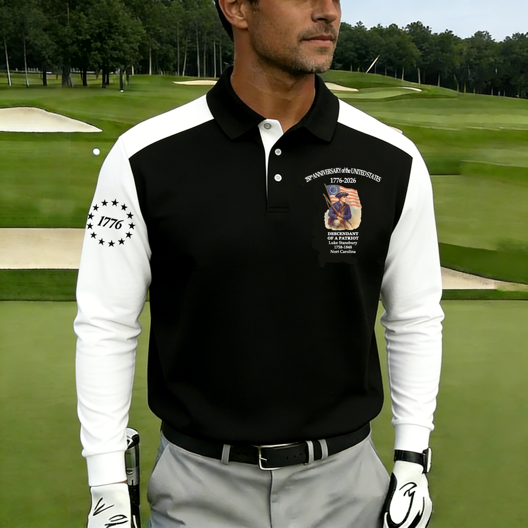 Men's Vintage 250th US Independence Day Descendant of a Patriot Polo Shirt