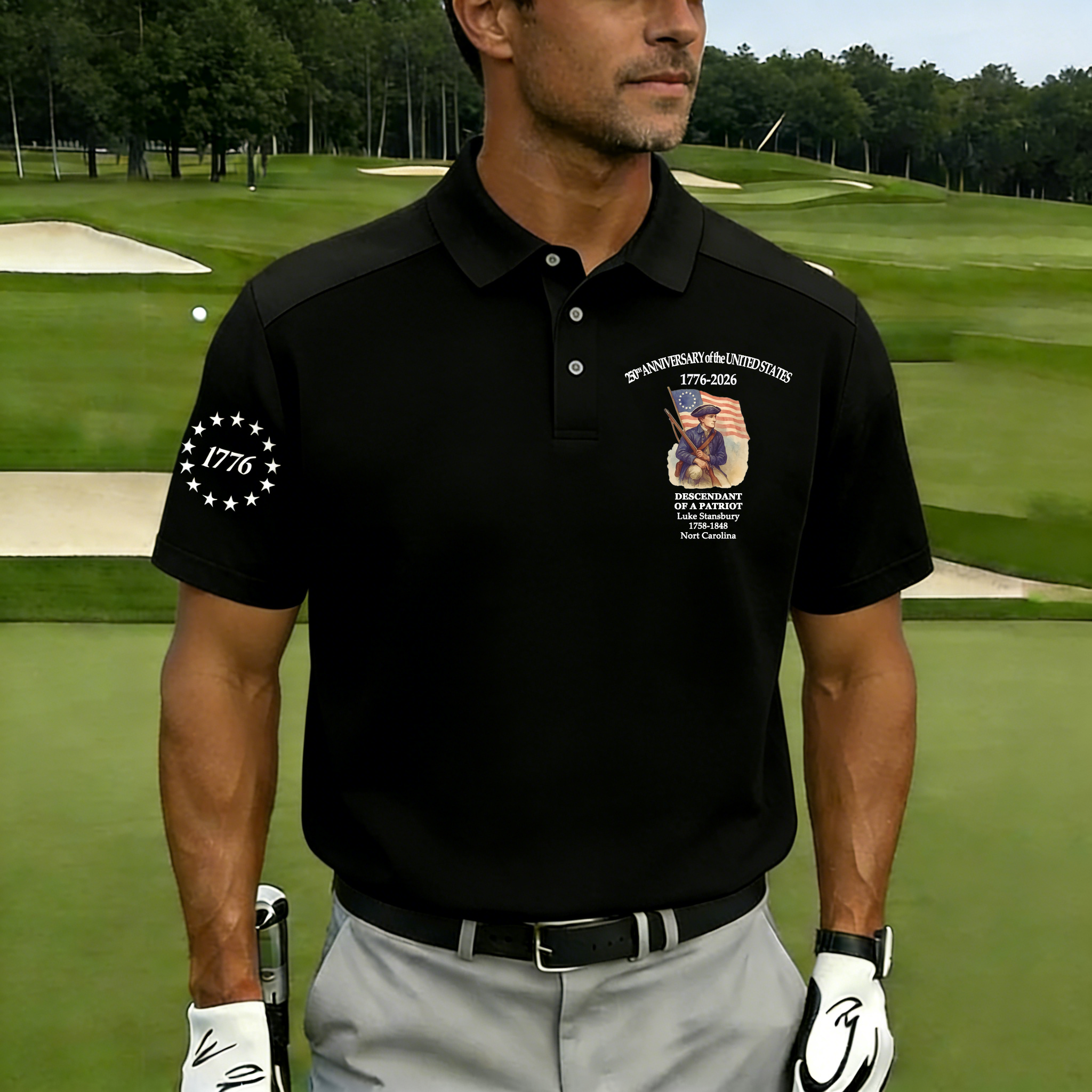 Men's Vintage 250th US Independence Day Descendant of a Patriot Polo Shirt