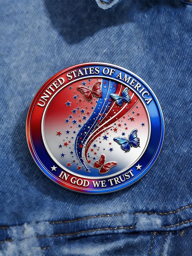 Unisex American 250th Anniversary Stamped Brooch