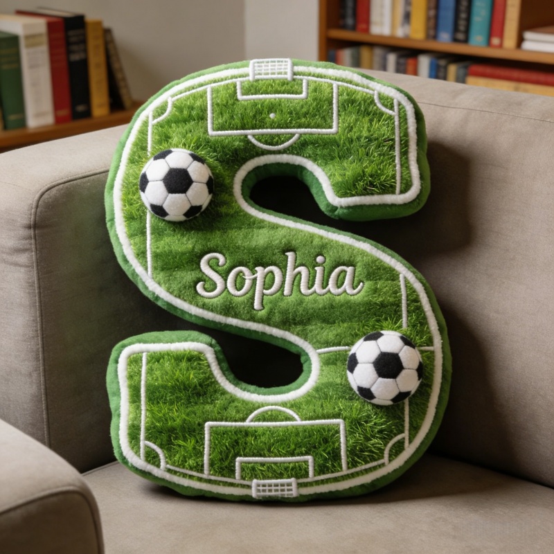 Personalized soccer themed plush pillow
