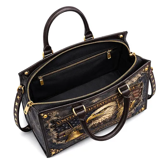U.S. 250th Anniversary Denim & Leather Tote Bag - Bald Eagle, Statue of Liberty & Liberty Bell Heritage Design