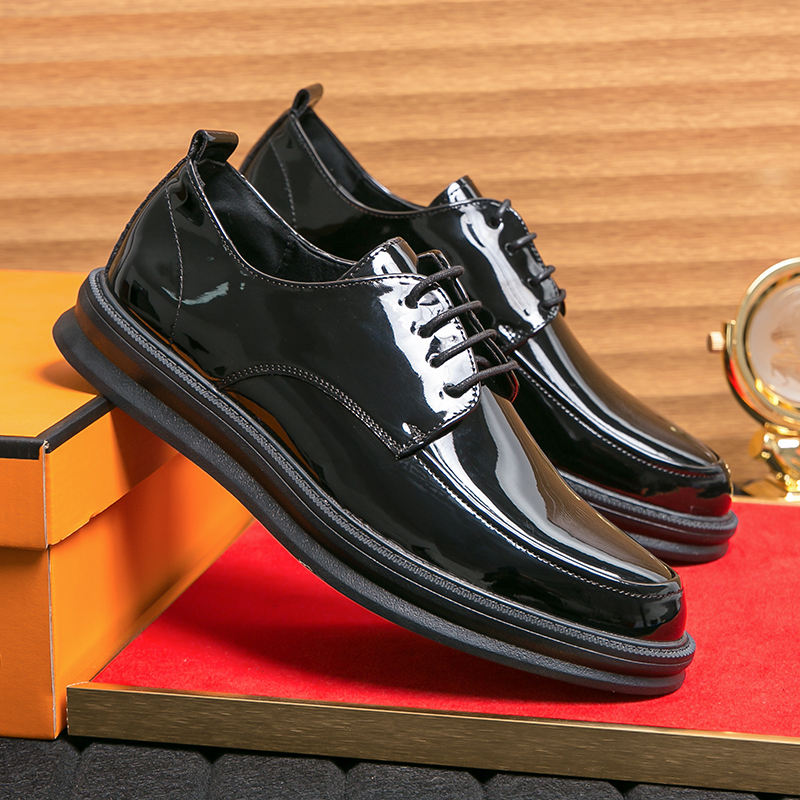 Classic Glossy Derby Shoes – Modern Formal Dress Shoes for Men