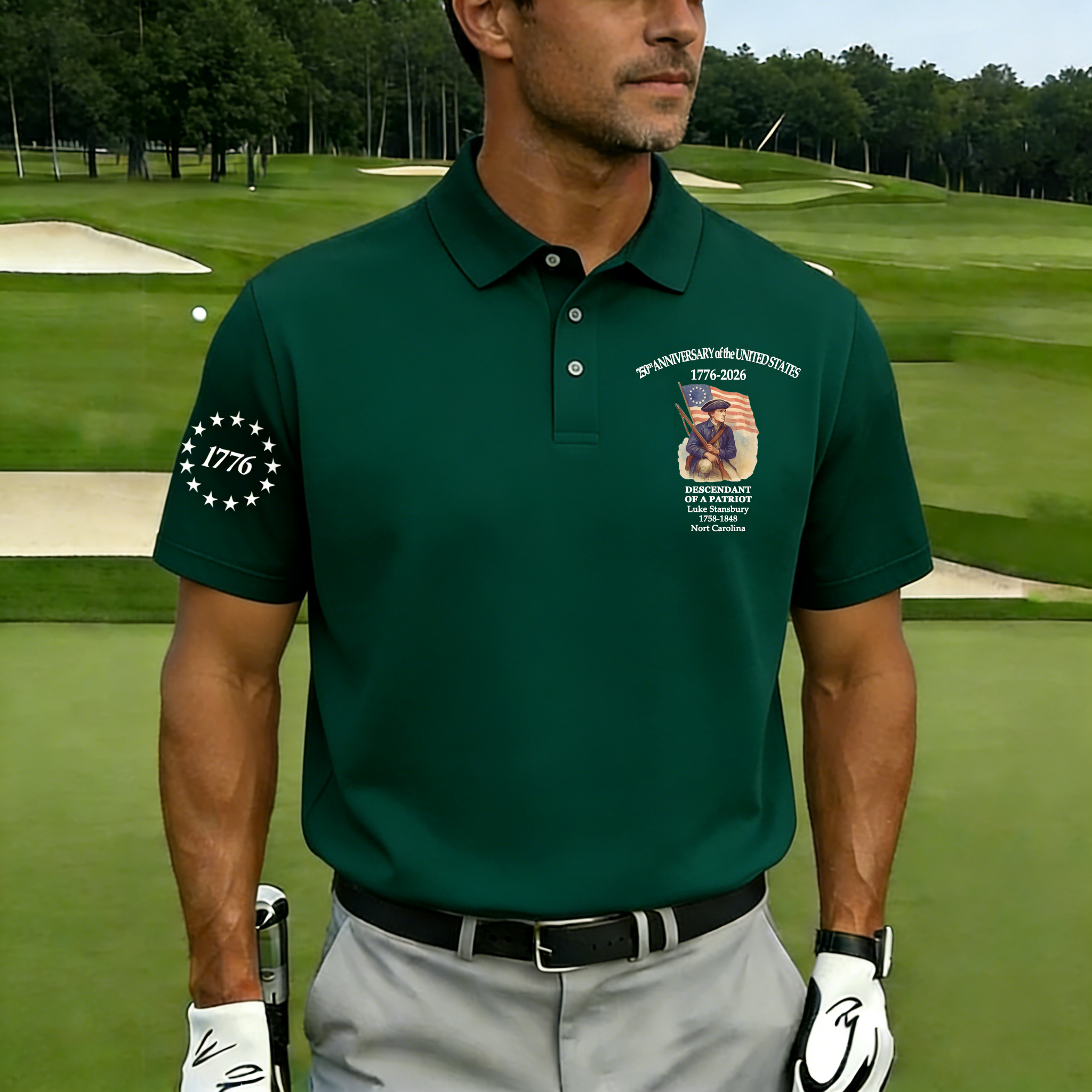 Men's Vintage 250th US Independence Day Descendant of a Patriot Polo Shirt