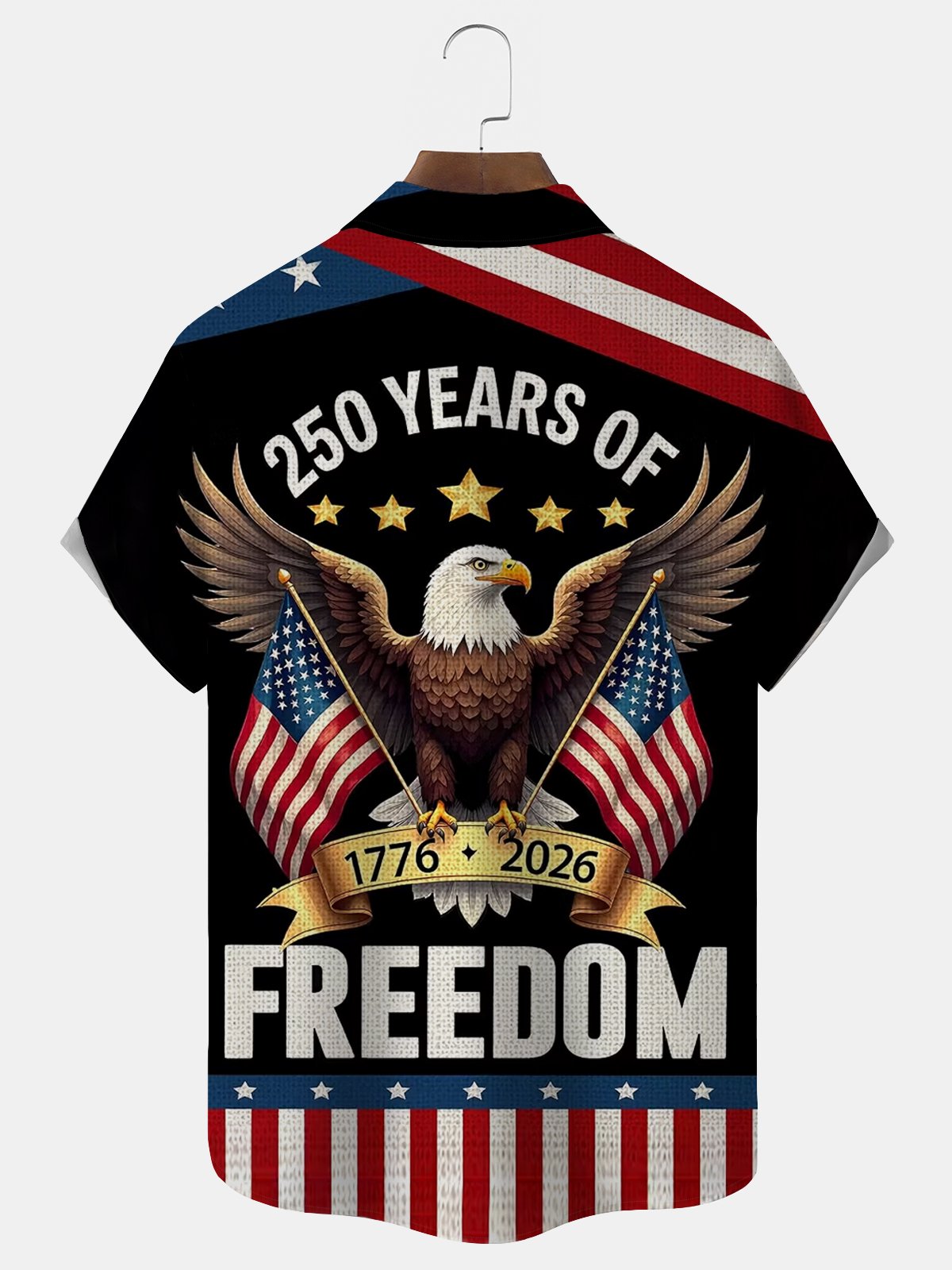 250th Anniversary American Flag Eagle Print Men's Button-Down Pocket Short-Sleeve Shirt (Big & Tall)