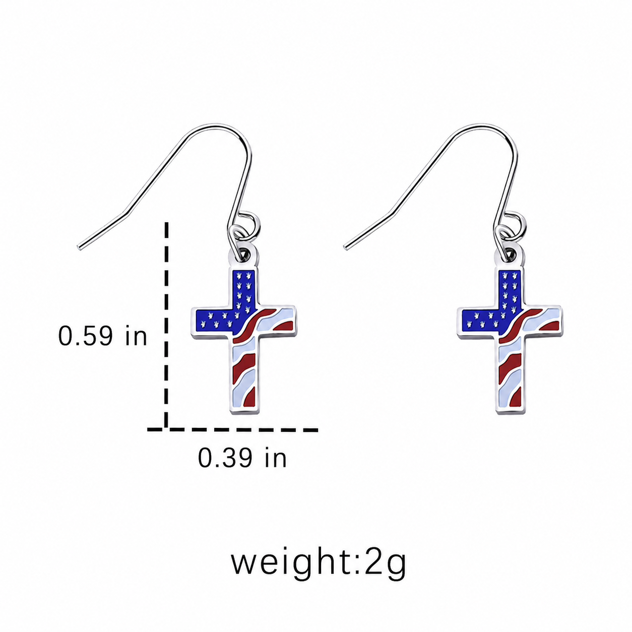 USA Flag Cross Stud & Dangle Earrings
