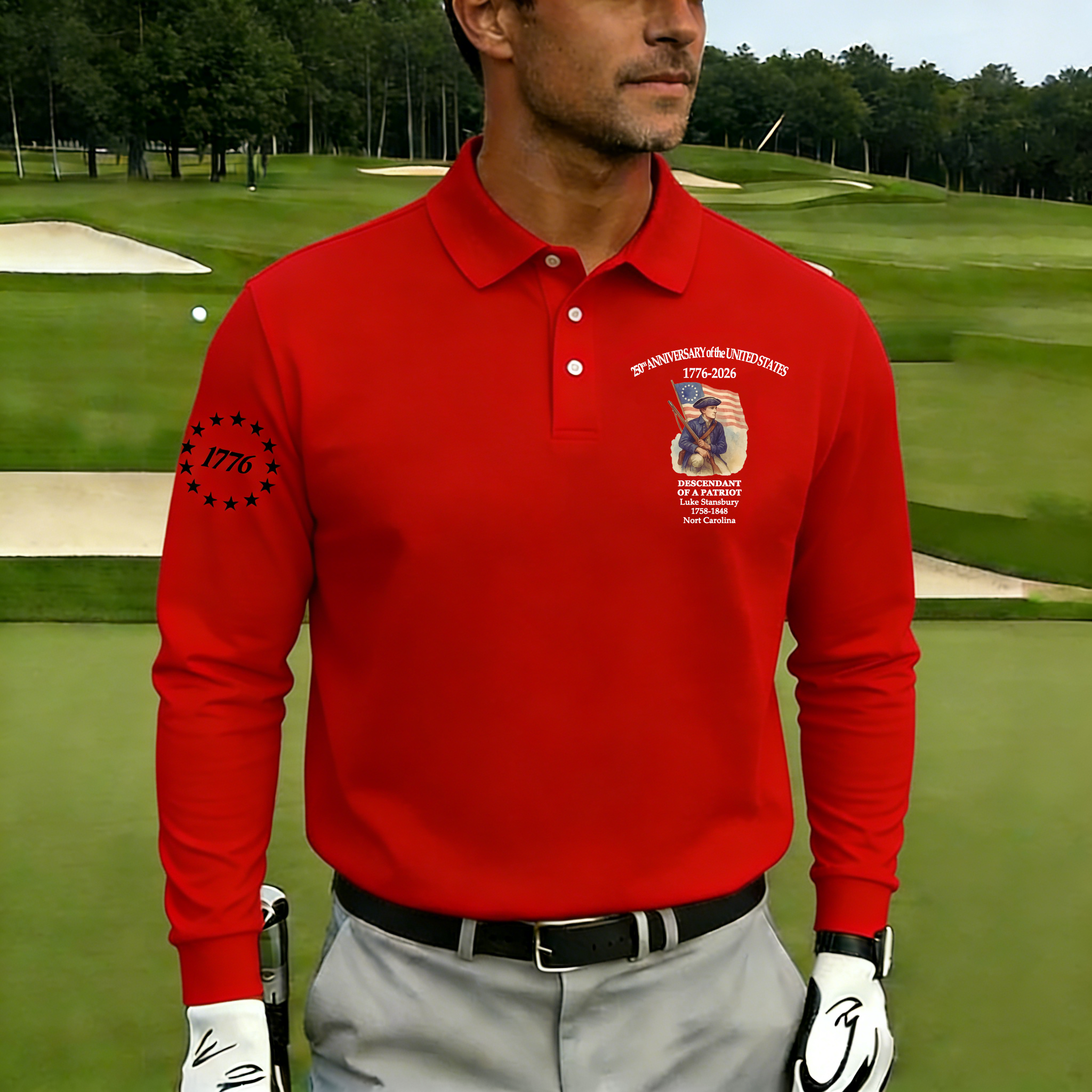 Men's Vintage 250th US Independence Day Descendant of a Patriot Polo Shirt