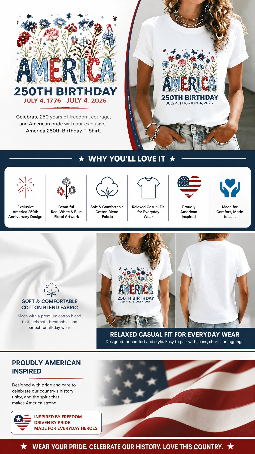 America 250th Birthday T-Shirt