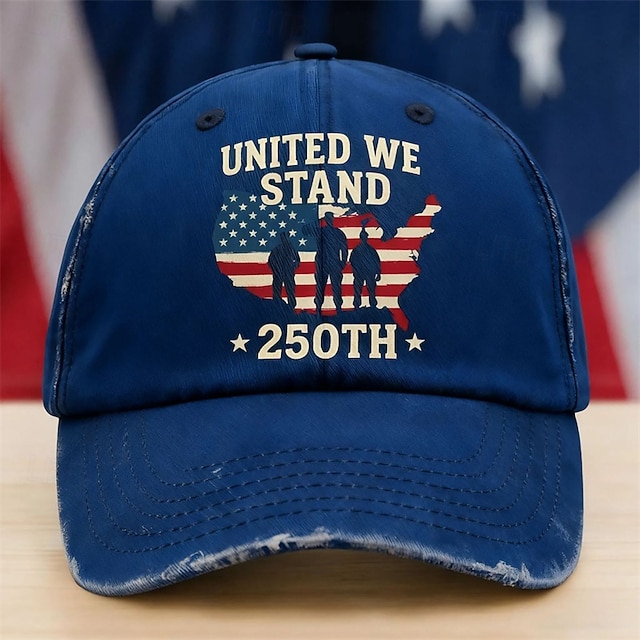Men's Unisex United States 250th Anniversary Hat Baseball Cap Sun Hat Trucker Hat Blue Black Polyester / Polyamide Adjustable Patriotic Vacation Sports Daily Outdoor Streetwear Graphic Flag Sun