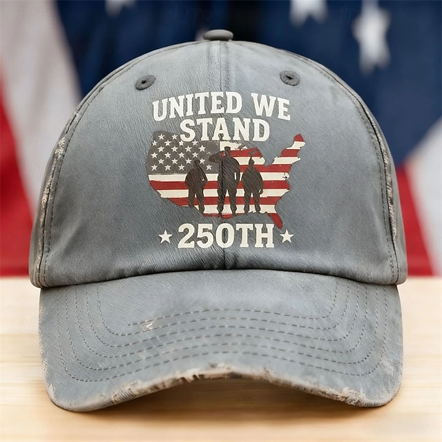 Men's Unisex United States 250th Anniversary Hat Baseball Cap Sun Hat Trucker Hat Blue Black Polyester / Polyamide Adjustable Patriotic Vacation Sports Daily Outdoor Streetwear Graphic Flag Sun