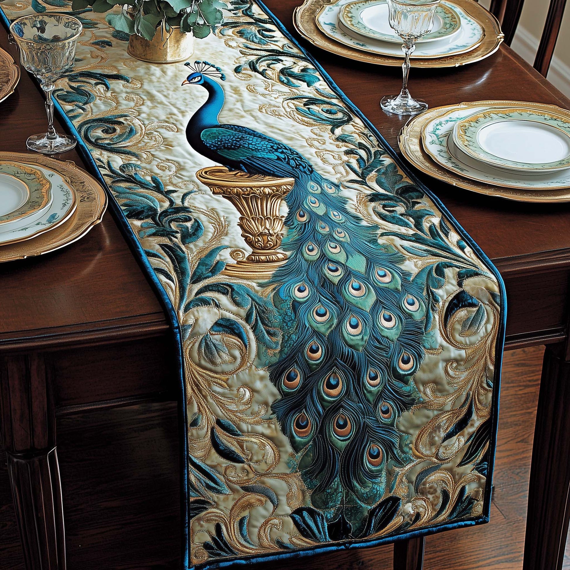 Majestic Peacock QuiltedTable Runner GFTOQA449