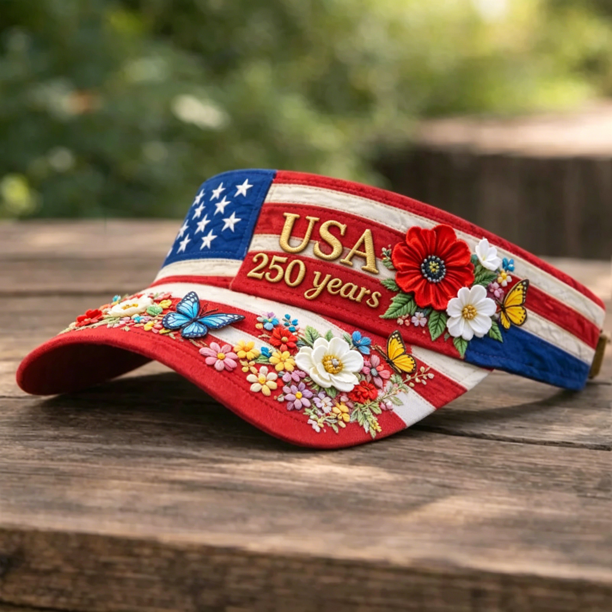 [Copy]America 250 Years 1776-2026 Patriotic Floral Quilted Baseball Cap
