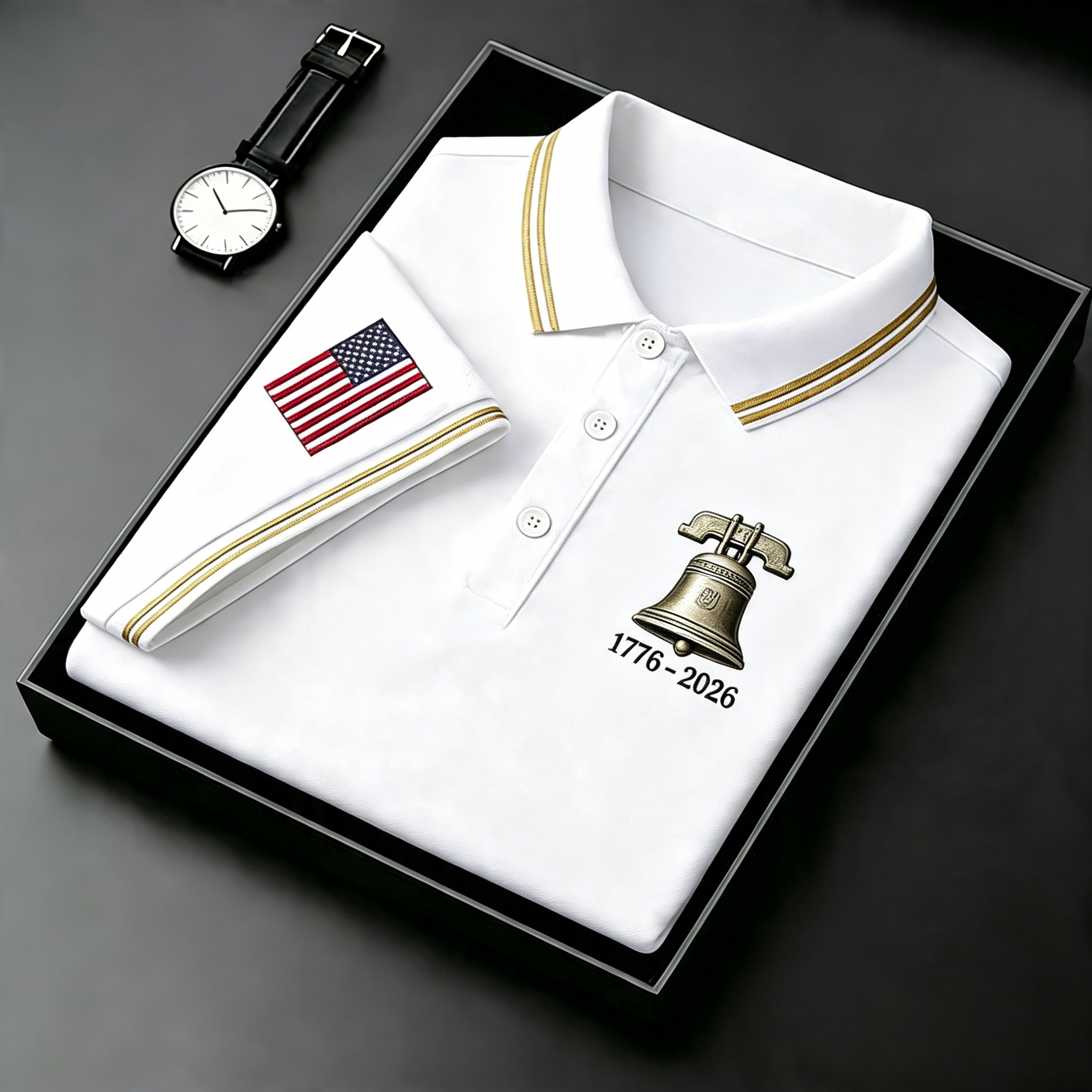 Men's USA Flag Golf Club Embroidered Polo Shirt - Patriotic Performance Golf Apparel