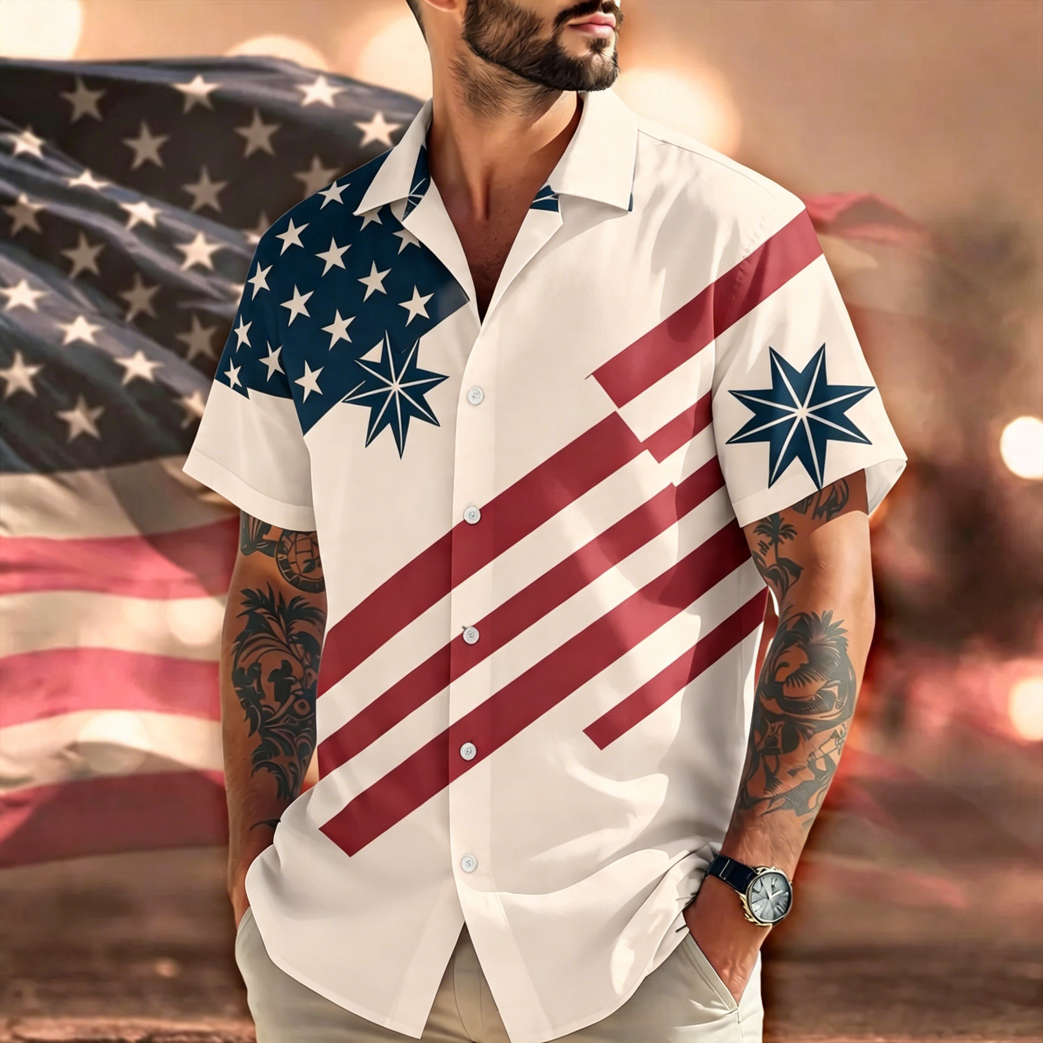 America 250 Hawaiian Shirt 1776-2026, USA 250th Anniversary Shirt, Patriotic Eagle Fireworks Shirt, Independence Day 2026 Outfit set