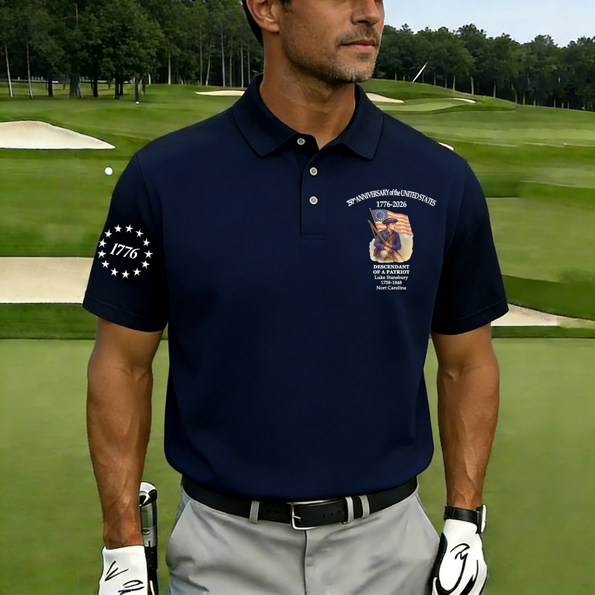 Men's Vintage 250th US Independence Day Descendant of a Patriot Polo Shirt