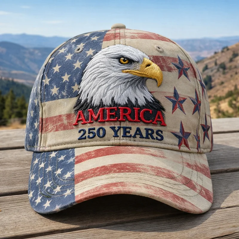 Patriotic USA 250 Anniversary Cap | Embroidered Flower & Flag Design