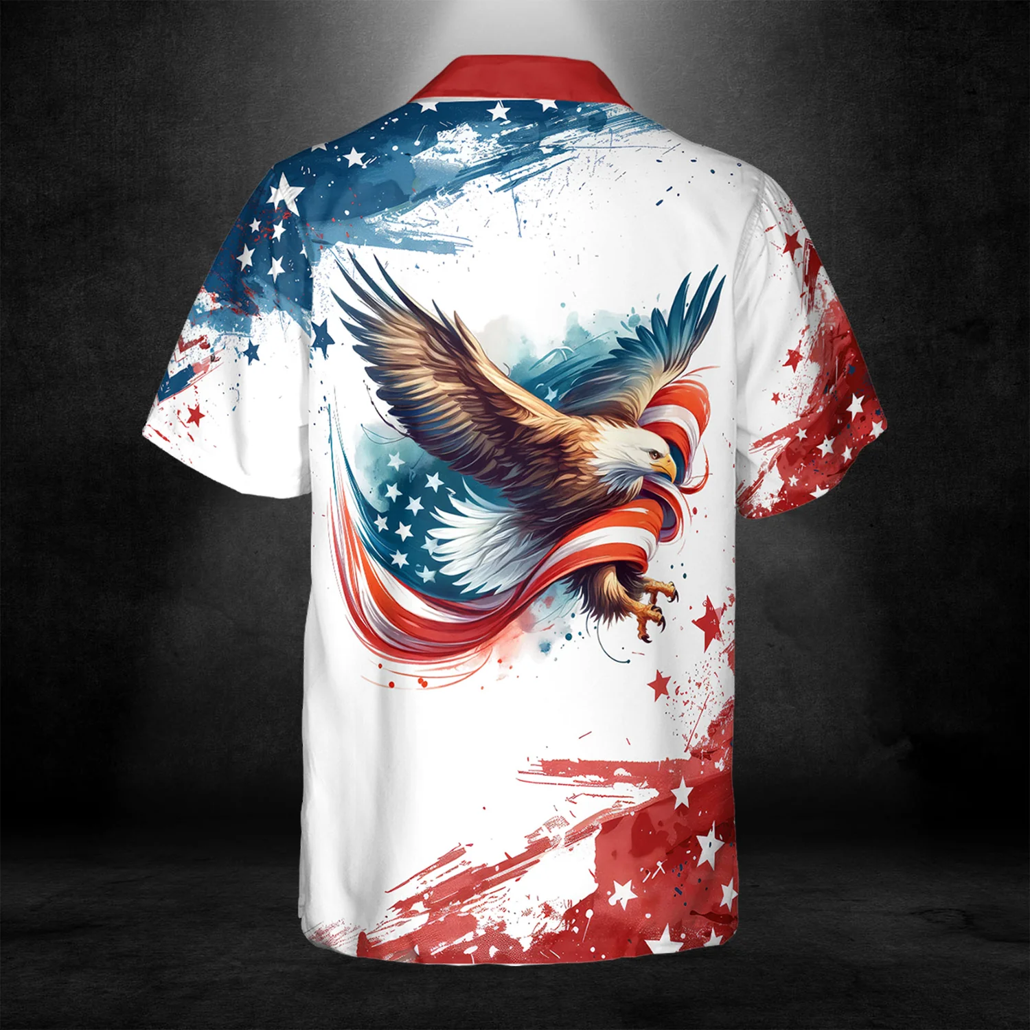 Customizable American Flag Eagle Patriotic Summer Button-Down Shirt