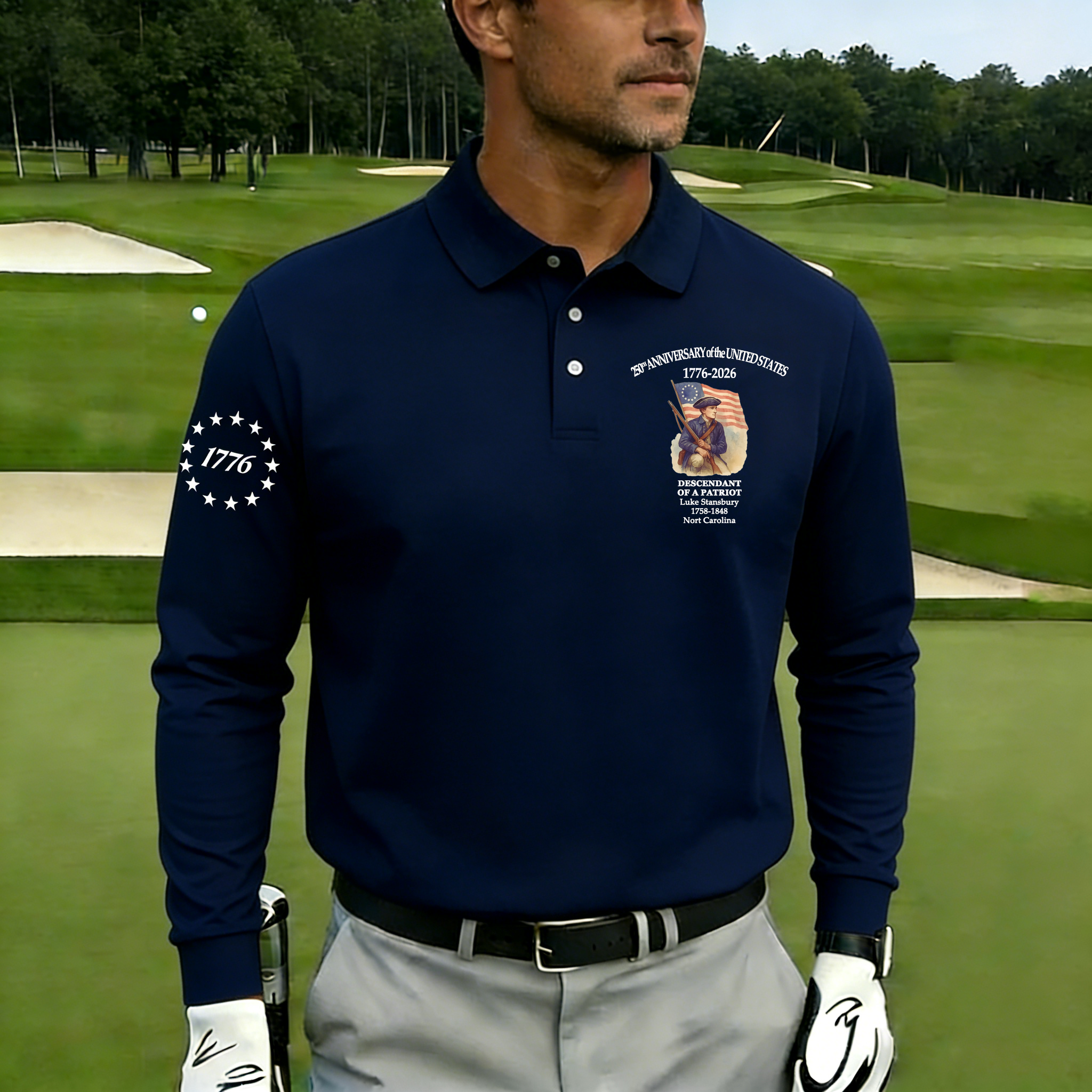 Men's Vintage 250th US Independence Day Descendant of a Patriot Polo Shirt