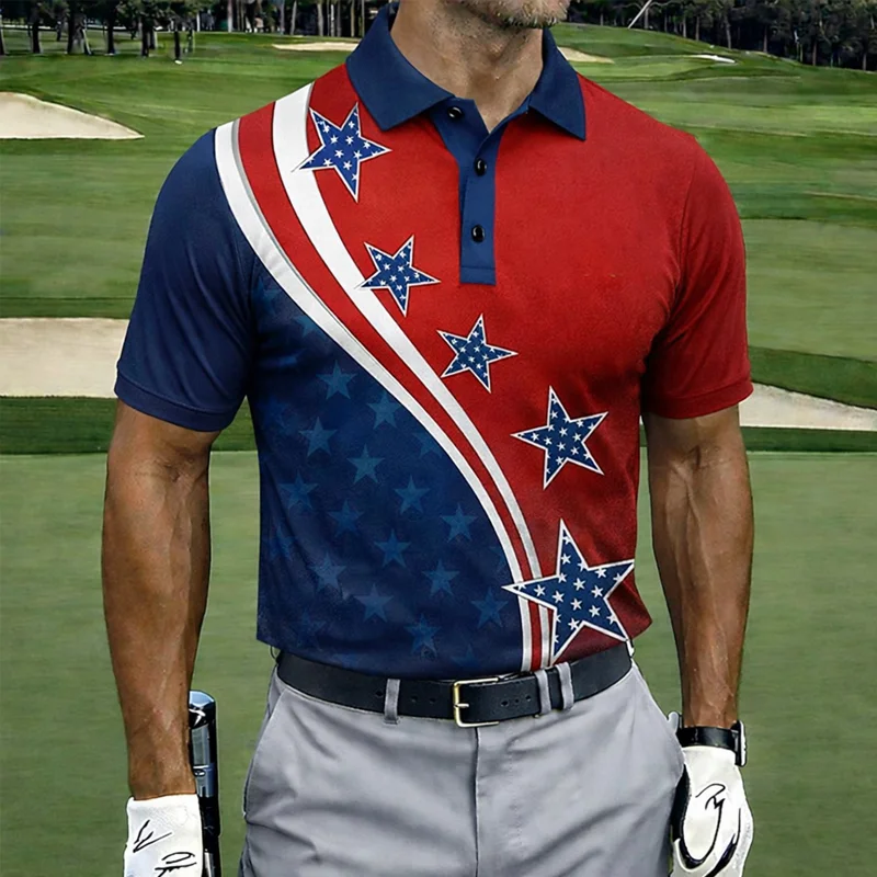 US 250th Anniversary Print Men's Golf Polo Shirt