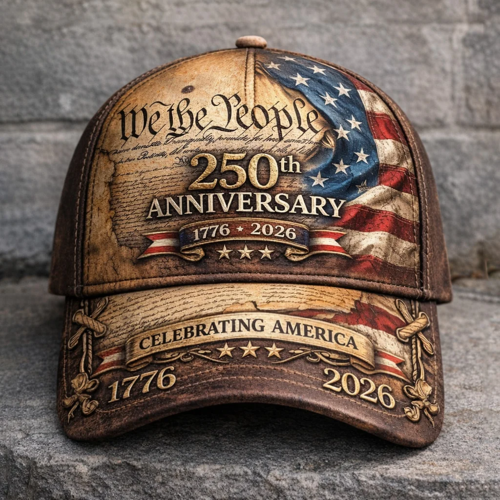 Patriotic USA 250 Anniversary Cap | Embroidered Flower & Flag Design